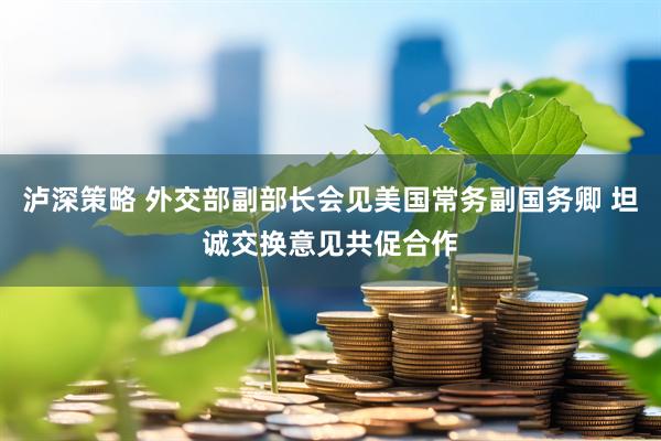 泸深策略 外交部副部长会见美国常务副国务卿 坦诚交换意见共促合作